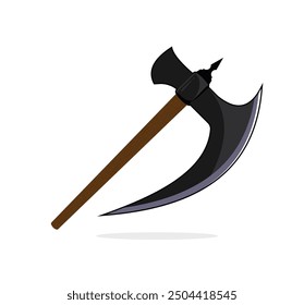 hölzernes Achsblatt, Vektorelementgrafik. Grafikelement mit isoliertem Axt-Blade