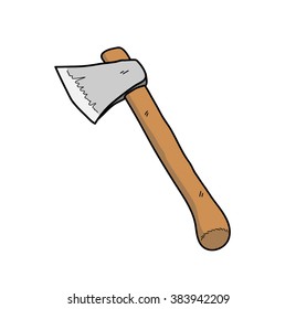 Wooden Axe, a hand drawn vector illustration of a wooden axe.