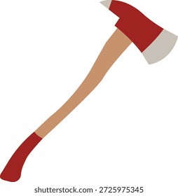 Hacha de madera o Ilustración vectorial de perfil de hacha. Icono minimalista de la artesanía en madera con un mango robusto, contornos limpios y estética plana con tonos de madera natural aislados sobre fondo blanco. Gráfico de Profesional para la carpintería de la marca, etiquetas de equipos de bushcraft y corte de vinilo.