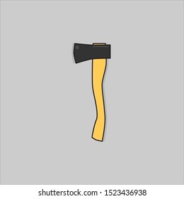 Wooden axe on grey background