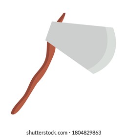 wooden axe tool retro flat icon design vector illustration