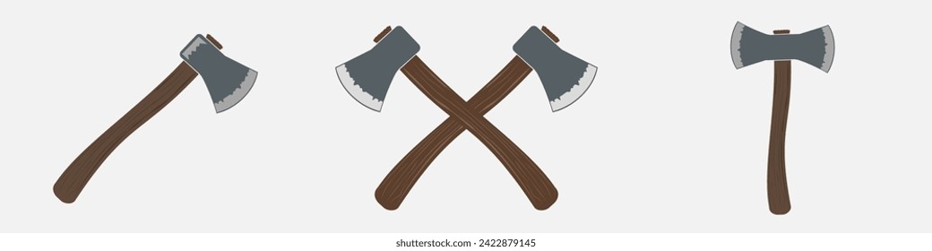 Wooden axe vector Cross axe