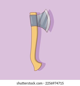 Wooden Axe Vector Illustration. Object. Work Equipment. Flat Cartoon Style Suitable for Web Landing Page, Banner, Flyer, Sticker, Card, Background