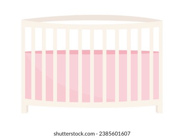 Wooden Baby Crib Vector Illustration