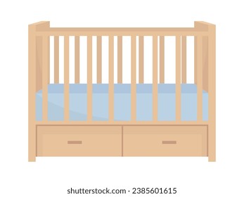 Wooden Baby Crib Vector Illustration