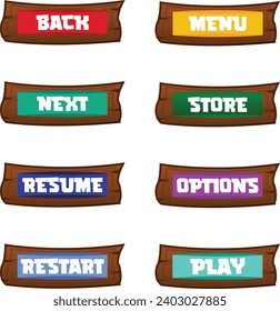 wooden background blank button for games