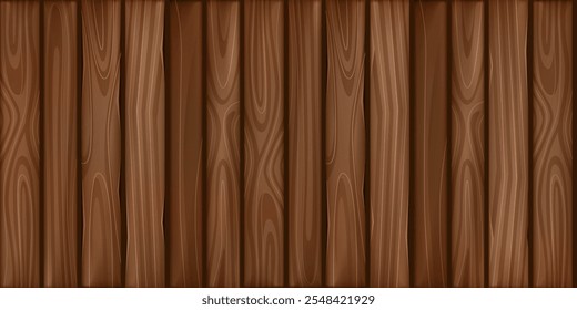 Fondo de madera. Tablones marrones con textura de madera. Ilustración vectorial. Tableros de madera dura.