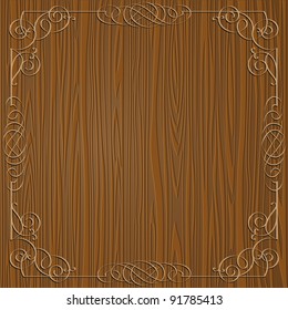 Wooden background with calligraphy ornamental frame