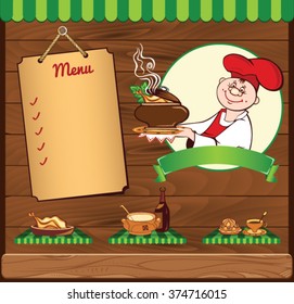 wooden background for cooking template with chief