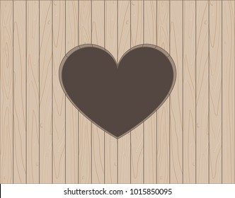 Wooden background with heart shape hole