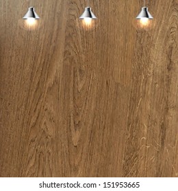 Fondo De Madera Con Lámpara Con Malla Gradiente, Ilustración Vectorial