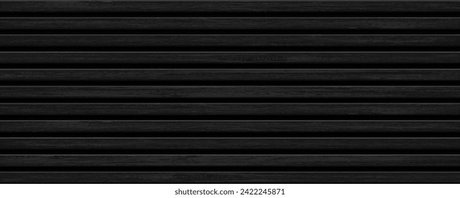 Wooden background made of black slats. Template banner for advertising and signage. Stock vector illustration