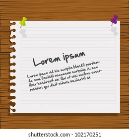 wooden background with paper for text vector illustration