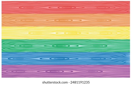 Fondo de madera con los siete colores del arco iris.