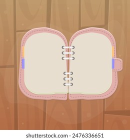 Wooden Background Wallpaper Nature Brown Open Double Pink Round Note Book Sheets Cute Cartoon Colorful Vector Design