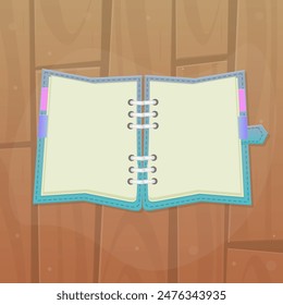 Wooden Background Wallpaper Nature Brown Open Double Blue Turquoise Note Book Sheets Cute Cartoon Colorful Vector Design