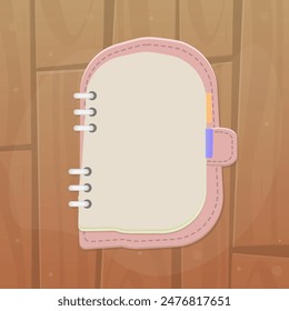 Wooden Background Wallpaper Nature Brown Open Pink Round Note Book Sheet Cute Cartoon Colorful Vector Design