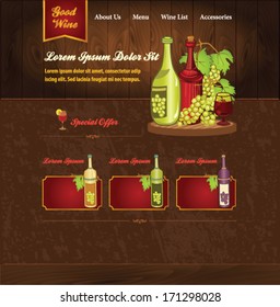 Wooden background for wine template for website