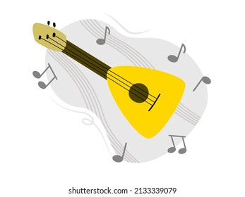 Wooden balalaika simple vector illustration. Russian musical instrument