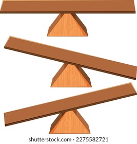 Wooden balance scale or seesaw set illustration