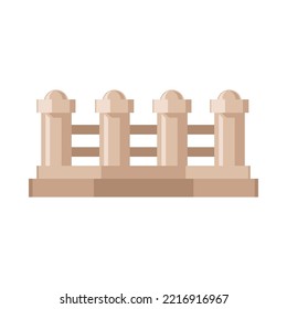 Wooden balcony railing with balusters vector illustration. Vintage fence from wood for stairs or terrace isolated on white background. Architecture, decoration concept