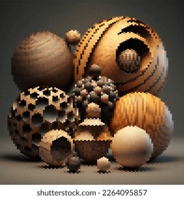 Wooden balls mosaic. Vector Illustration