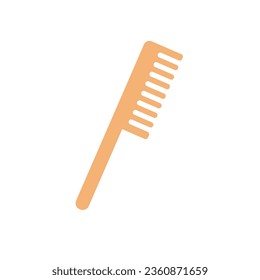 Wooden bamboo hair comb on isolated white background. Wooden hair brush icon.Vector cartoon illustration
