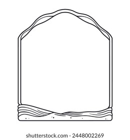 Wooden or bamboo tropical frame or ornamental border for summer beach design. Exotic nature graphic decoration frames. Monochrome outline style or black and white lines.