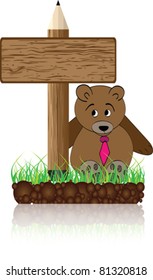 pancarta de madera con oso