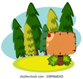 Wooden Banner in the Green Forest illustration