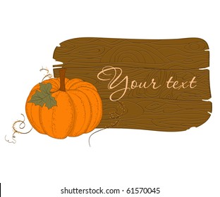 Wooden Banner with Pumpkin