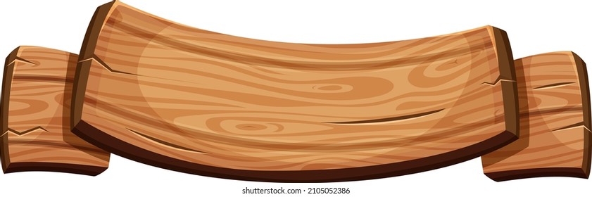 Wooden banner ribbon. Empty panel in retro farm style