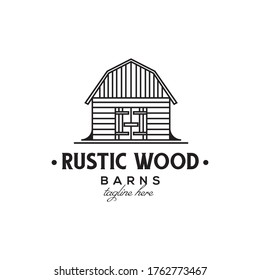 Wooden Barn Farm line art Inspiración en el diseño del logotipo retro vintage minimalista