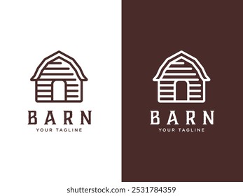 Wooden Barn Farm Minimalist Vintage Retro Golden Line Art Logo design inspiration