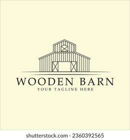 wooden barn or farmhouse line art icon graphic design vector logo illustration template