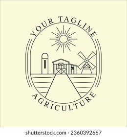 wooden barn or farmhouse line art icon graphic design vector logo illustration template