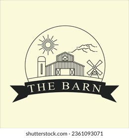 wooden barn or farmhouse line art icon graphic design vector logo illustration template