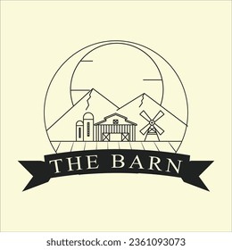 wooden barn or farmhouse line art icon graphic design vector logo illustration template
