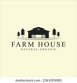 wooden barn or farmhouse line art icon graphic design vector logo illustration template