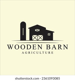 wooden barn or farmhouse line art icon graphic design vector logo illustration template