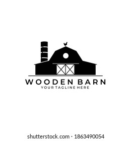 Logo de Wooden Barn Vector Ilustración Diseño Arte de época