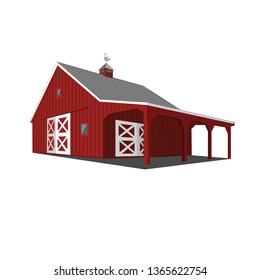 Wooden barn vector illustration. Countryside farm building. Agricultural structure