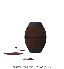 Wooden barrel with alcoholic drink