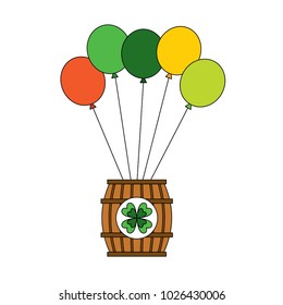 wooden barrel of beer with bunch balloons ornament