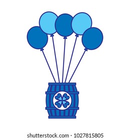 wooden barrel of beer with bunch balloons ornament