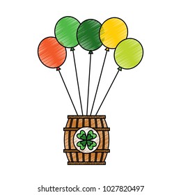 wooden barrel of beer with bunch balloons ornament