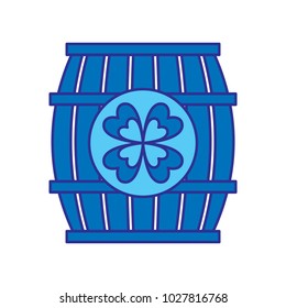 wooden barrel of beer with clover