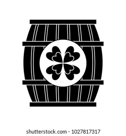 wooden barrel of beer with clover