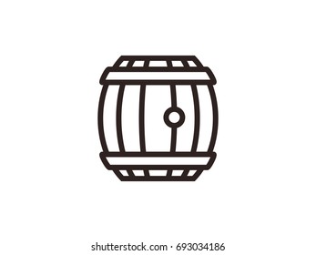 wooden barrel of beer, a linear flat color icon