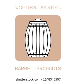 Wooden barrel for beer, water and beverages. Flat icon for site, business. Vector illustration